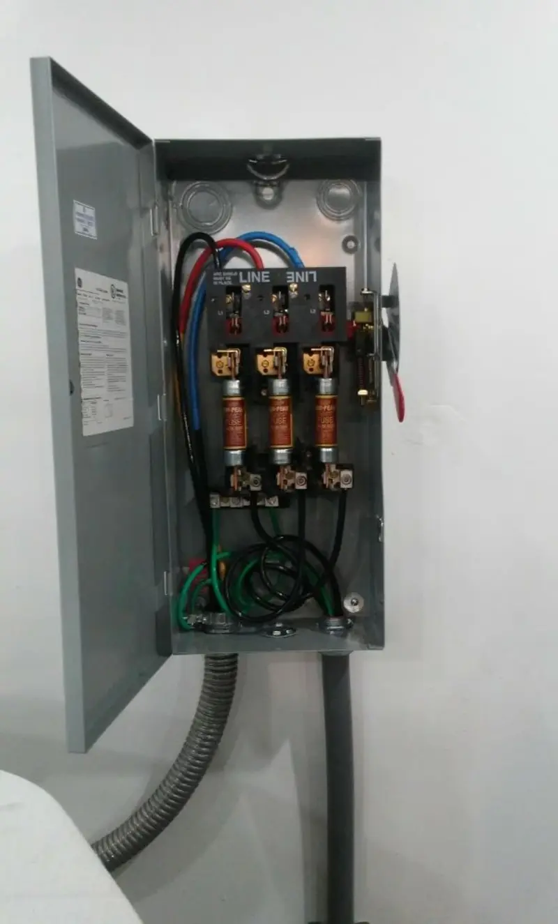 Three-phase disconnect switch installed for Electrical Wiring & Rewiring in Santa Rita Ranch